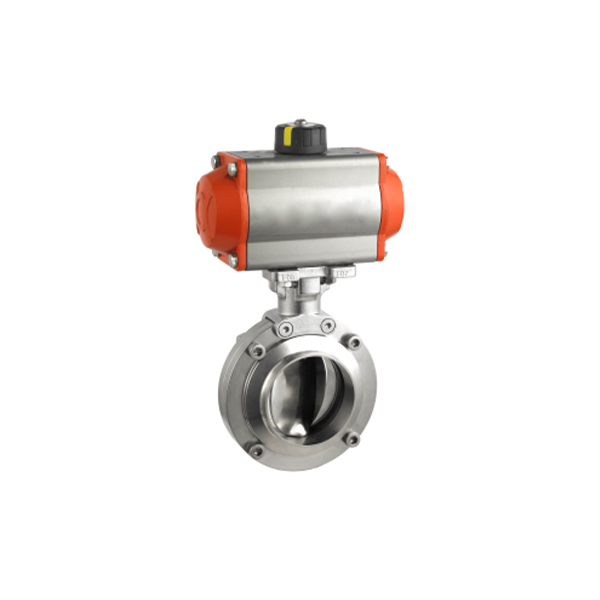 Pneumatic butterfly valve clamp end