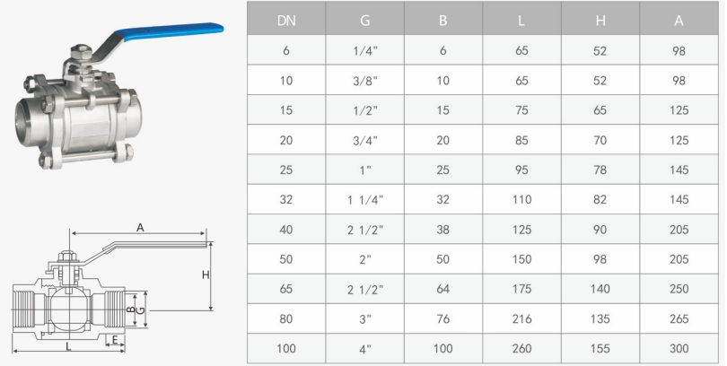 3PC Ball Welding Ball valve