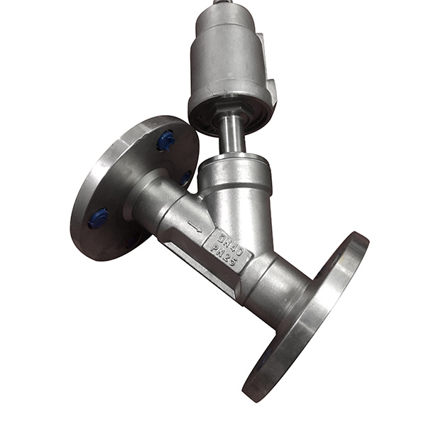 Stainless Steel Sanitary Pneumatic Seat Angle Valve with Flanged Connection